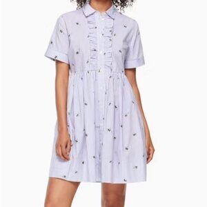 PRICE DROP! KATE SPADE Abuzz Bumble Bee Poplin Dress Stripe Blue White X-Small